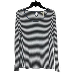 Matilda Jane T-Shirt Size Small Gray White‎ Striped Stretch Blend Womens LS